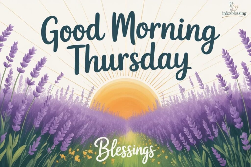 “Beautiful Thursday morning images with floral background and blessings