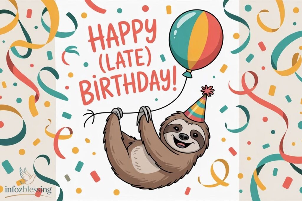 “Funny belated birthday wishes with humor for friends”