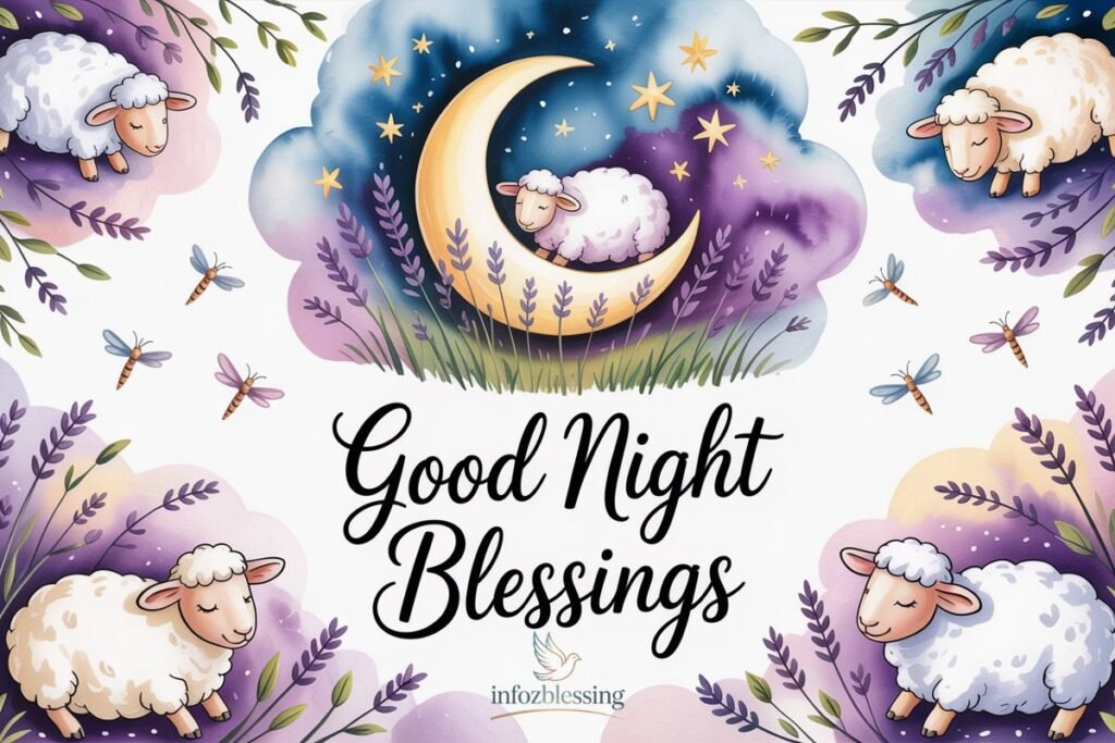 Heartfelt good night blessings image with prayers for peaceful sleep and sweet dream.
