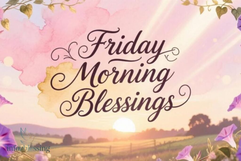 Beautiful Friday morning blessings with flowers and gratitude for a fresh start.