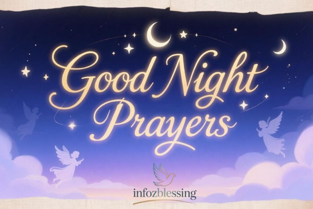 Uplifting bedtime prayers for peace, divine protection, and restful night.