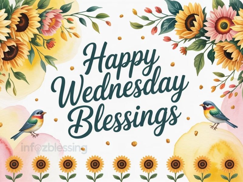 Happy Wednesday Blessings Quotes image with inspiring messages for joy, gratitude, and positivity.